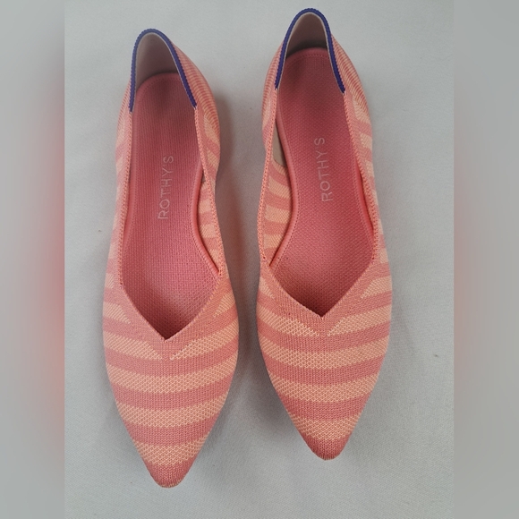 Rothy’s The Point Macaron Stripe Pink Women’s Size 8.5 - Picture 7 of 11